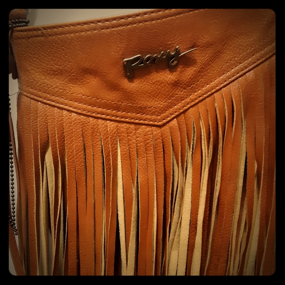 Caramel fringe leather Roxy bag